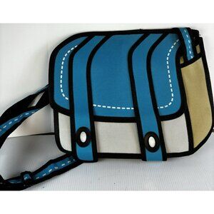 Blue Messenger Bag 2D Comic Cartoon Drawing Jump Style Crossbody School Bag
